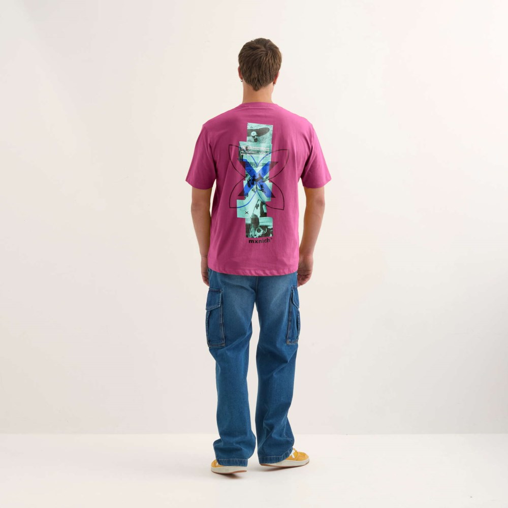 Camiseta MUNICH ollie streetwear hombre de algodón orgánico fucsia - ROSA
