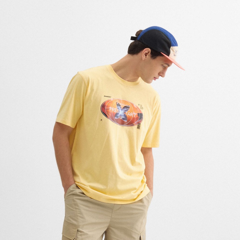 Camiseta oversize MUNICH streetwear de algodón orgánico amarillo - AMARILLO