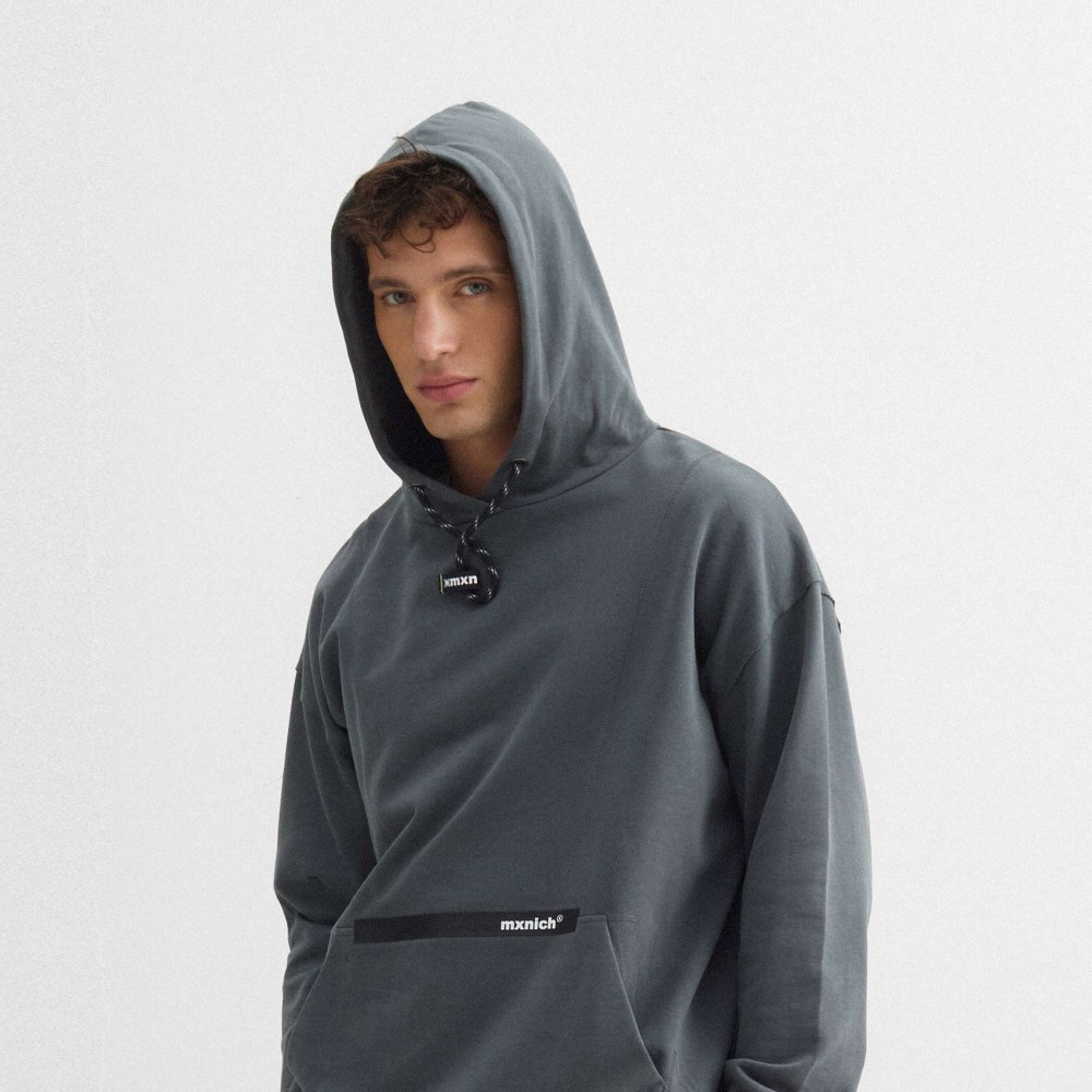 Sudadera con capucha MUNICH Galaxy streetwear de algodón orgánico antracita - NEGRO