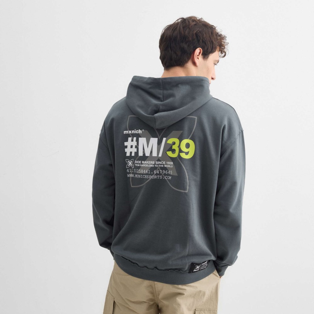 Sudadera con capucha MUNICH Galaxy streetwear de algodón orgánico antracita - NEGRO