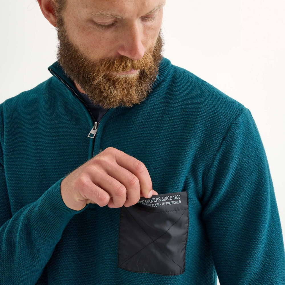 Jersey MUNICH Roma lifestyle hombre de algodón-poliéster petroleo - AZUL