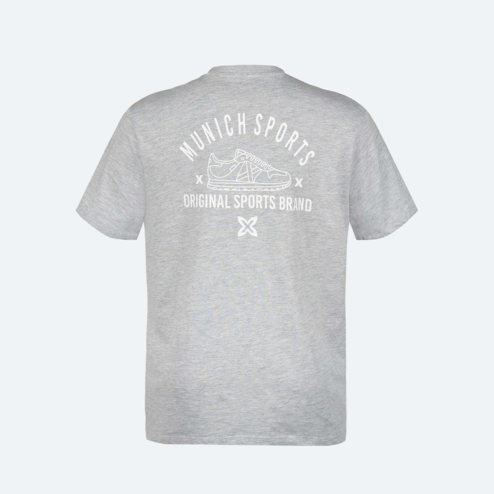 Camiseta MUNICH casual de algodón-viscosa gris - GRIS