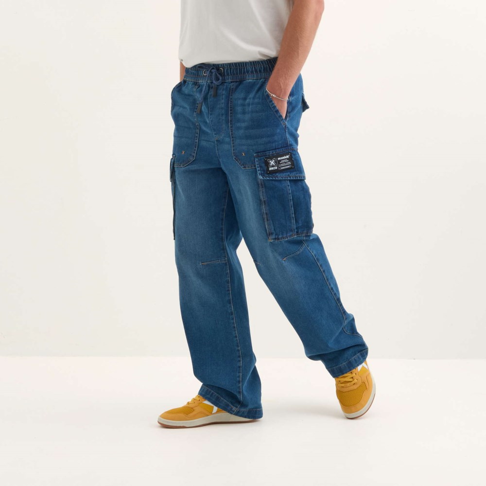 Pantalón cargo MUNICH lifesyle hombre de algodón denim - AZUL