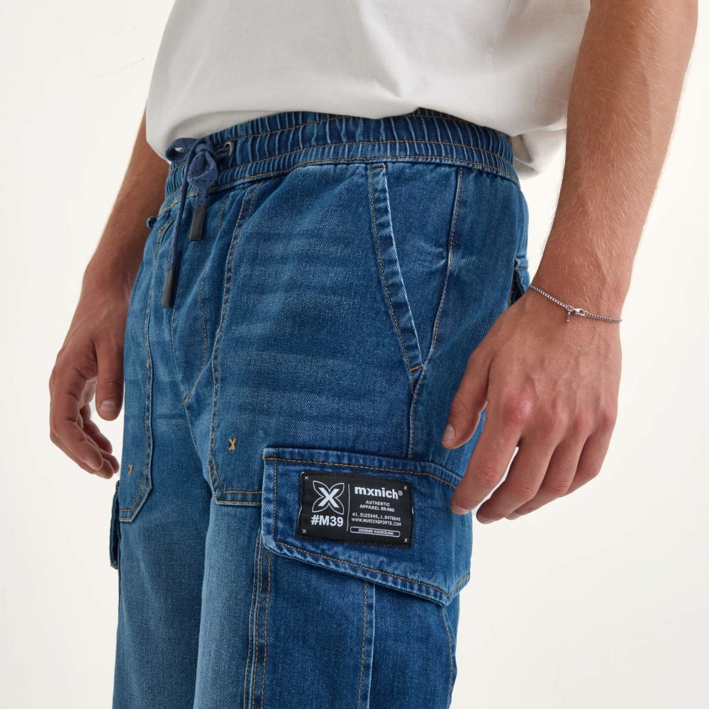 Pantalón cargo MUNICH lifesyle hombre de algodón denim - AZUL