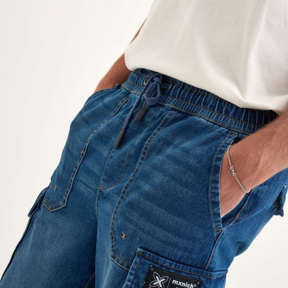 Pantalón cargo MUNICH lifesyle hombre de algodón denim - AZUL