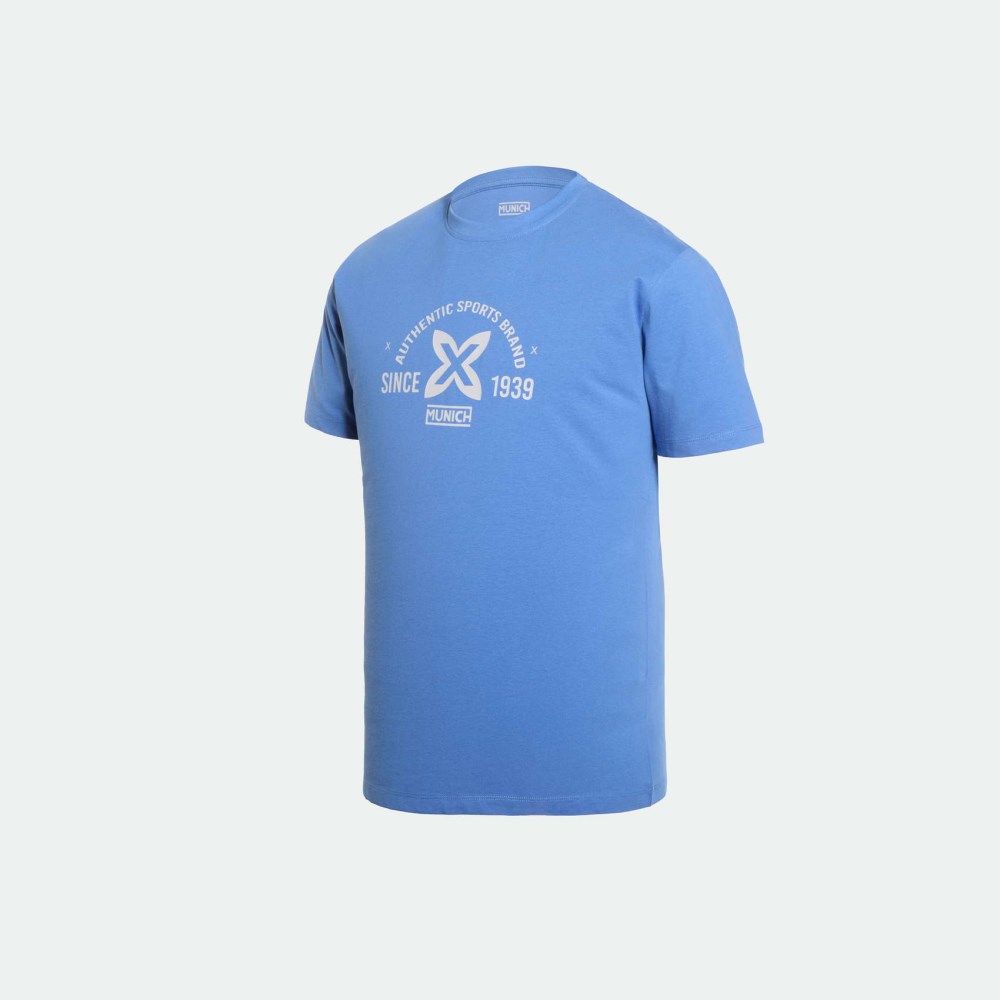 Camiseta MUNICH de algodón celeste - AZUL