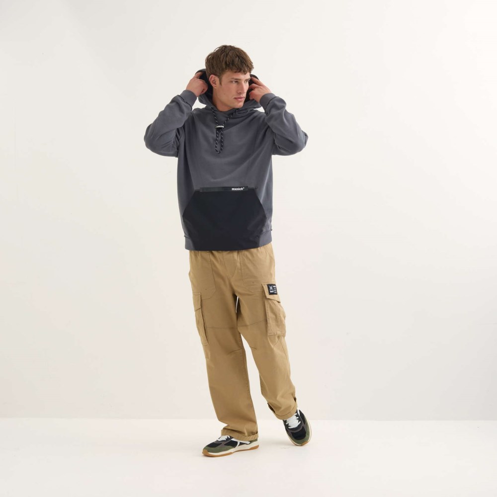 Sudadera MUNICH Space streetwear hombre de algodón antracita - GRIS