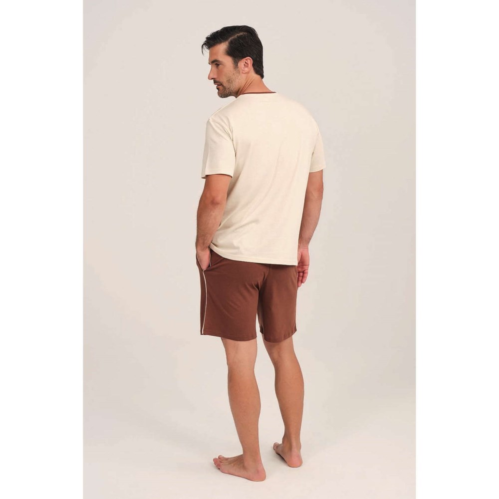 Pijama MUNICH hombre dos piezas de modal-algodón beige-marrón - 