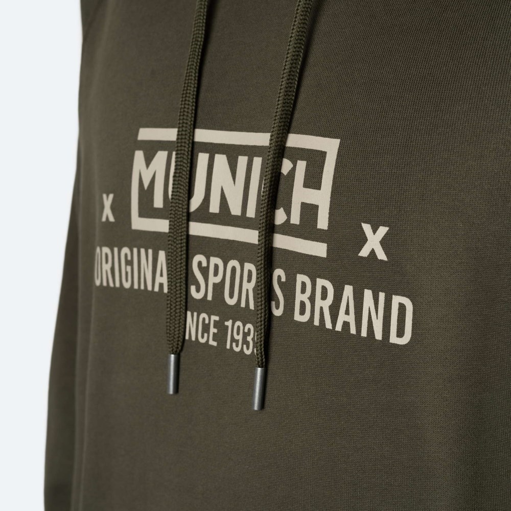 Sudadera con capucha MUNICH Legend de algodón caqui - CAQUI