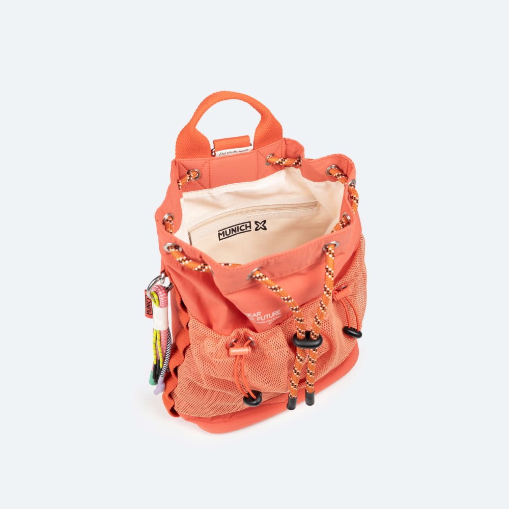 DEEP RECYCLED DRAWSTRING BACKPACK C/CORAL - NARANJA