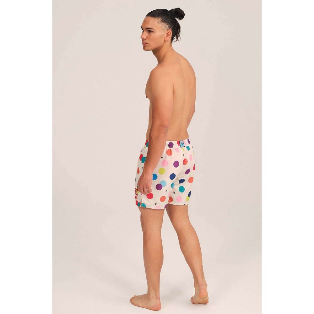 BAÑADOR ESTAMPADO LARGO BLANCO LUNARES - 